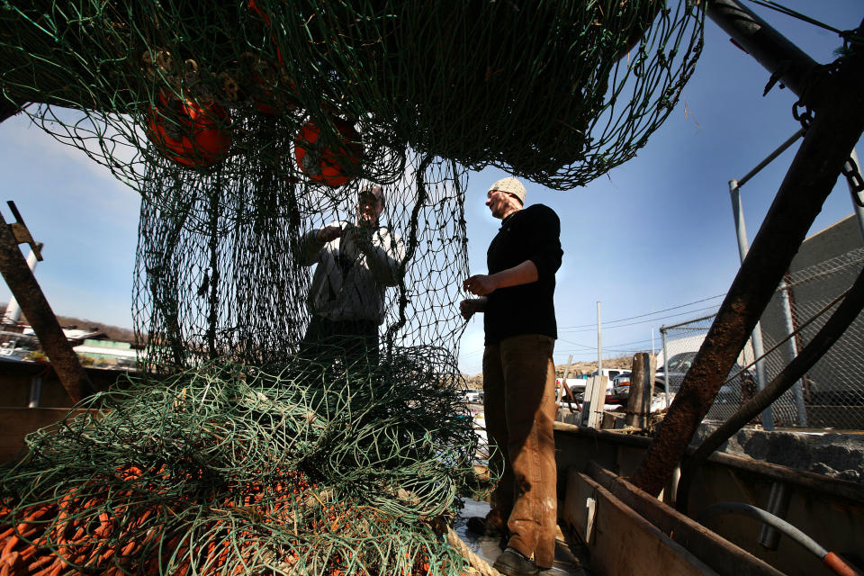 Fishermen in Gloucester, Massachusetts.&nbsp; (Photo: Boston Globe via Getty Images)