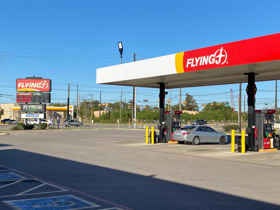 A Pilot Flying J travel center is pictured, as motor fuel retailer has expanded into oil and petroleum trading, transportation and biofuels, in Channelview, Texas, U.S., October 31, 2021. Picture taken October 31, 2021.  REUTERS/Gary McWilliams