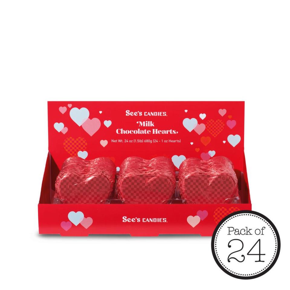 <p><strong>See's Candies</strong></p><p>sees.com</p><p><strong>$45.50</strong></p><p><a href="https://go.redirectingat.com?id=74968X1596630&url=https%3A%2F%2Fwww.sees.com%2Fvalentines-day-gifts%2Fmilk-chocolate-hearts%2F200551.html%3Fcgid%3Dvalentines-day-gifts&sref=https%3A%2F%2Fwww.womenshealthmag.com%2Fstyle%2Fg33822969%2Fgifts-for-women%2F" rel="nofollow noopener" target="_blank" data-ylk="slk:Shop Now" class="link ">Shop Now</a></p><p>See's Candies has a cult-following for a reason, so you can't go wrong with a box of their heart-shaped chocolates. Be sure to buy two boxes, since there's no doubt you'll be digging in, too. </p>