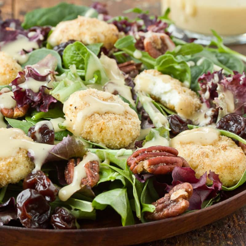 Baked Goat Cheese Salad with Walnut Vinaigrette