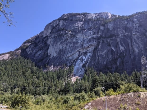 The rockfall affected the Grand Wall and Western Dihedrals climbing areas.  (Eva Uguen-Csenge - image credit)