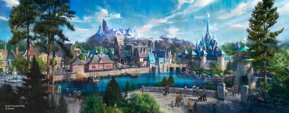 World of Frozen, a land themed to Walt Disney Animation Studios Frozen will open alongside the debut of the park's new name, Disney Adventure World, in 2026. (Disney Parks)