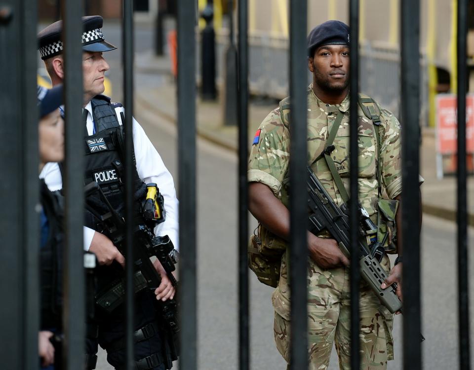 Soldiers and armed police patrol the streets (PA Images)