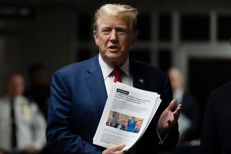 Madeleine Westerhout also testified about Donald Trump’s proclivity for personally signing checks without having first reviewed them while he was preoccupied with other tasks. Pool photo by Todd Heisler/UPI