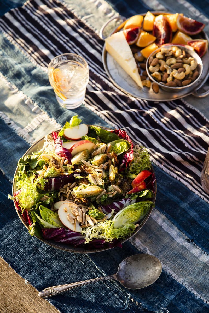 Crispy Brussels Sprouts Salad with Citrus-Maple Vinaigrette