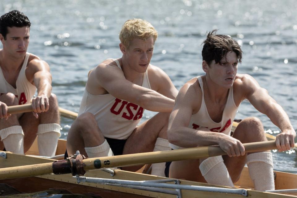 Turner as Joe Rantz in ‘The Boys in the Boat’, the story of the US Olympic rowing team who won gold in Berlin in 1936 (Laurie Sparham)