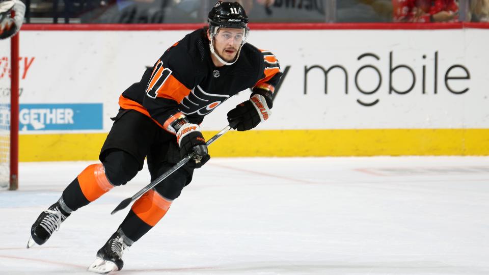 If Travis Konecny gets traded at some point during the 2023-24 season the Flyers could have an even harder time winning games than usual. (Len Redkoles/NHLI via Getty Images)
