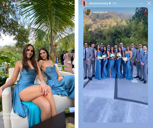 Alexia Umansky at a wedding in bridesmaid look.