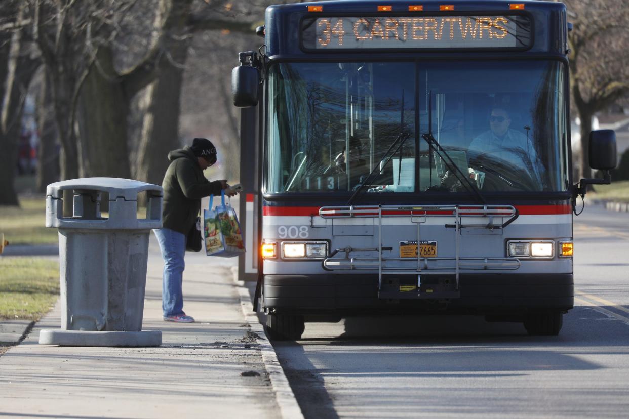 A bus stop in northeast Rochester. Community Resource Collaborative was helping people in this area and others, many under 25 and victims of violence.