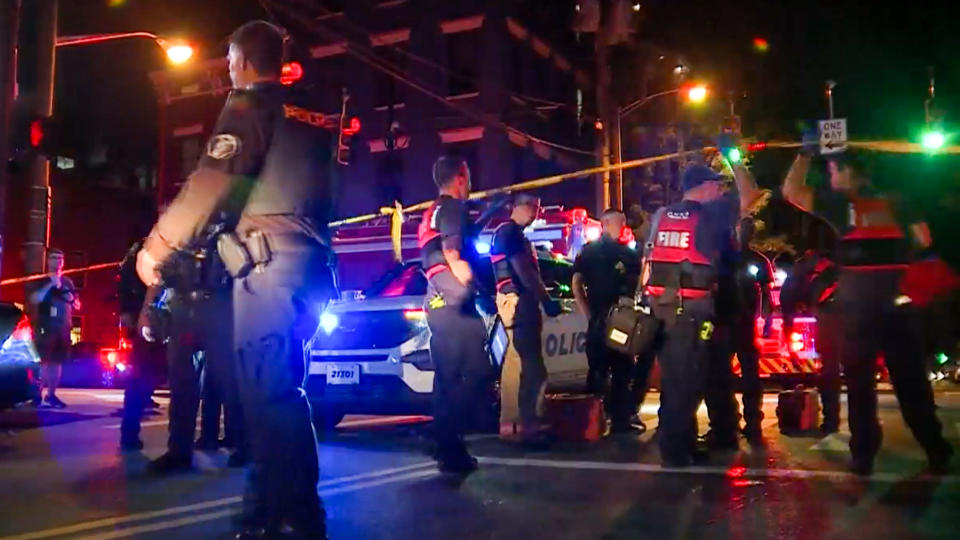 Police respond to the scene of a shooting in Cincinatti, Ohio, on Aug. 7, 2022. (WLWT)