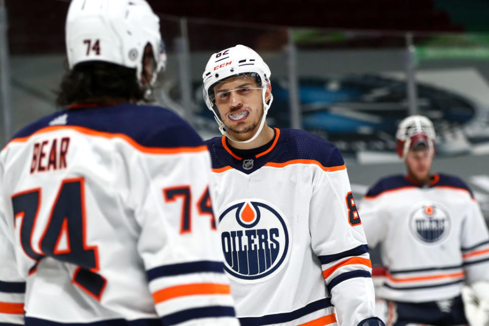 Oilers defenceman Caleb Jones could very well be on the Seattle Kraken's radar as the 2021 NHL Expansion Draft looms. (Getty)
