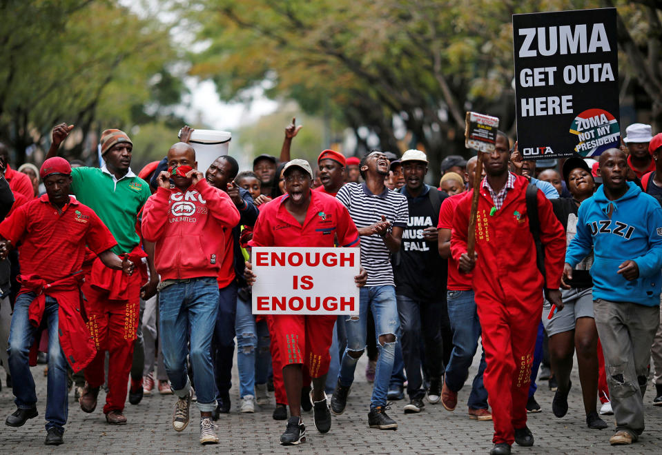 Protesters against President Jacob Zuma