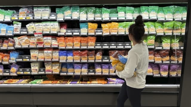 A person grocery shops.