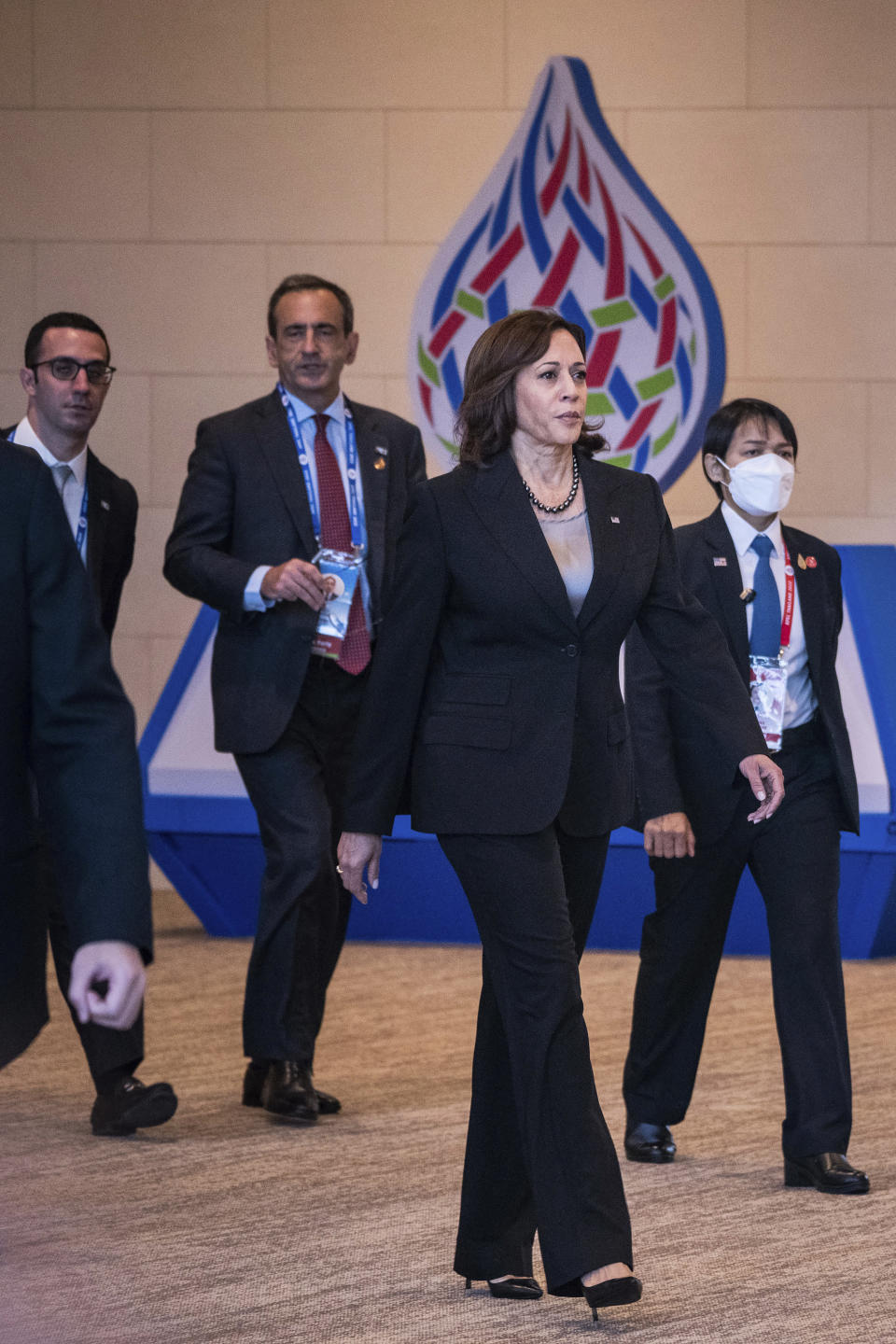 U.S. Vice President Kamala Harris arrives for the APEC Economic Leaders Meeting during the Asia-Pacific Economic Cooperation, APEC summit, Saturday, Nov. 19, 2022, in Bangkok, Thailand. (Haiyun Jiang/The New York Times via AP, Pool)