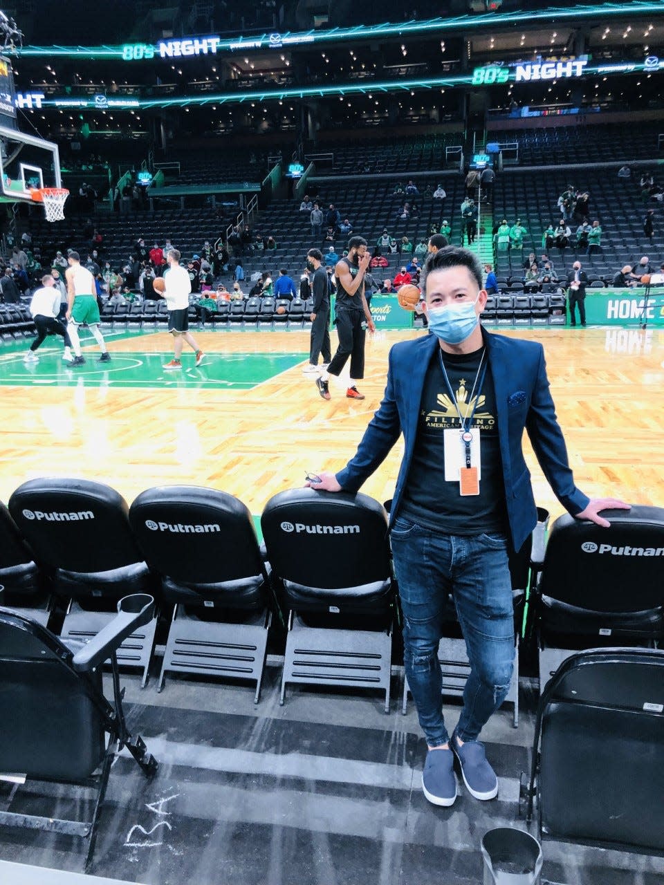 Harold Mortel, of Quincy, had courtside seats during the Boston Celtics game against the Houston Rockets last year.