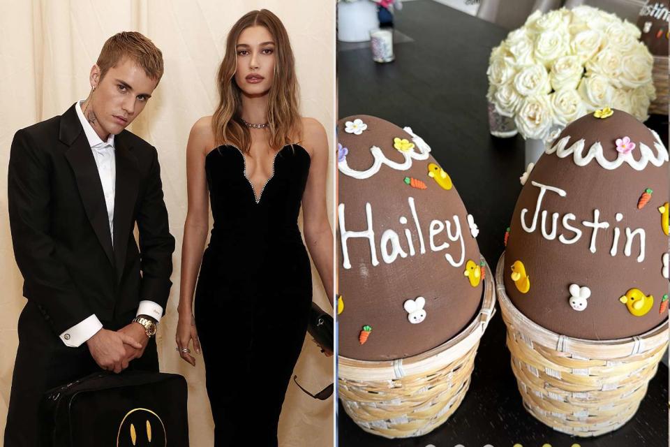 <p>Getty;Hailey Bieber/Instagrm</p> Justin and Hailey Bieber celebrate Easter together.