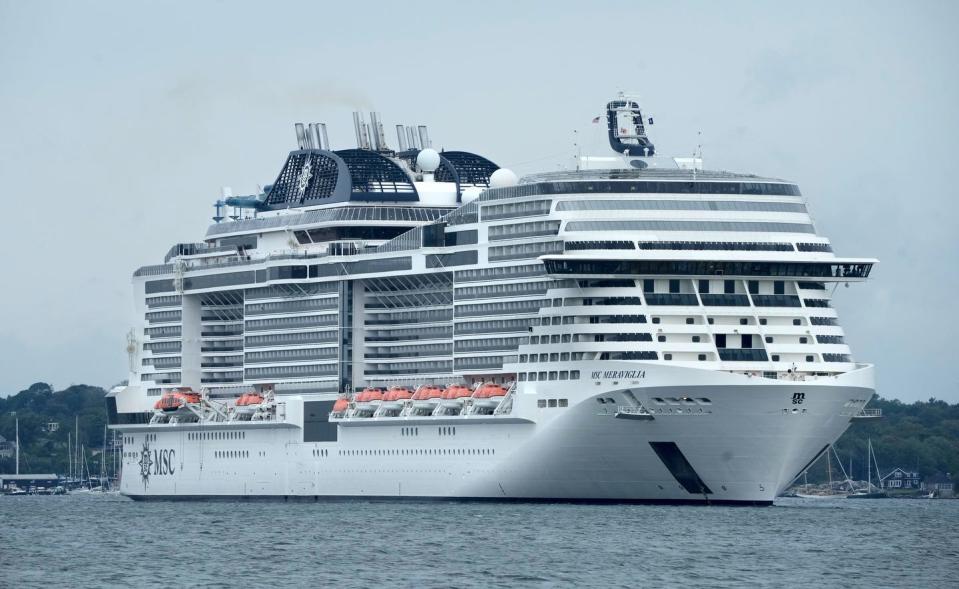 The Meraviglia is the biggest cruise ship to ever dock in Newport. [The Providence Journal / Kris Craig]