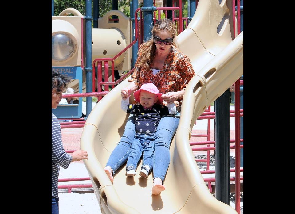 Rebecca Gayheart goes for a ride with daughter Billie Beatrice, spending a fun filled mother daughter day at the park in Los Angeles. 
