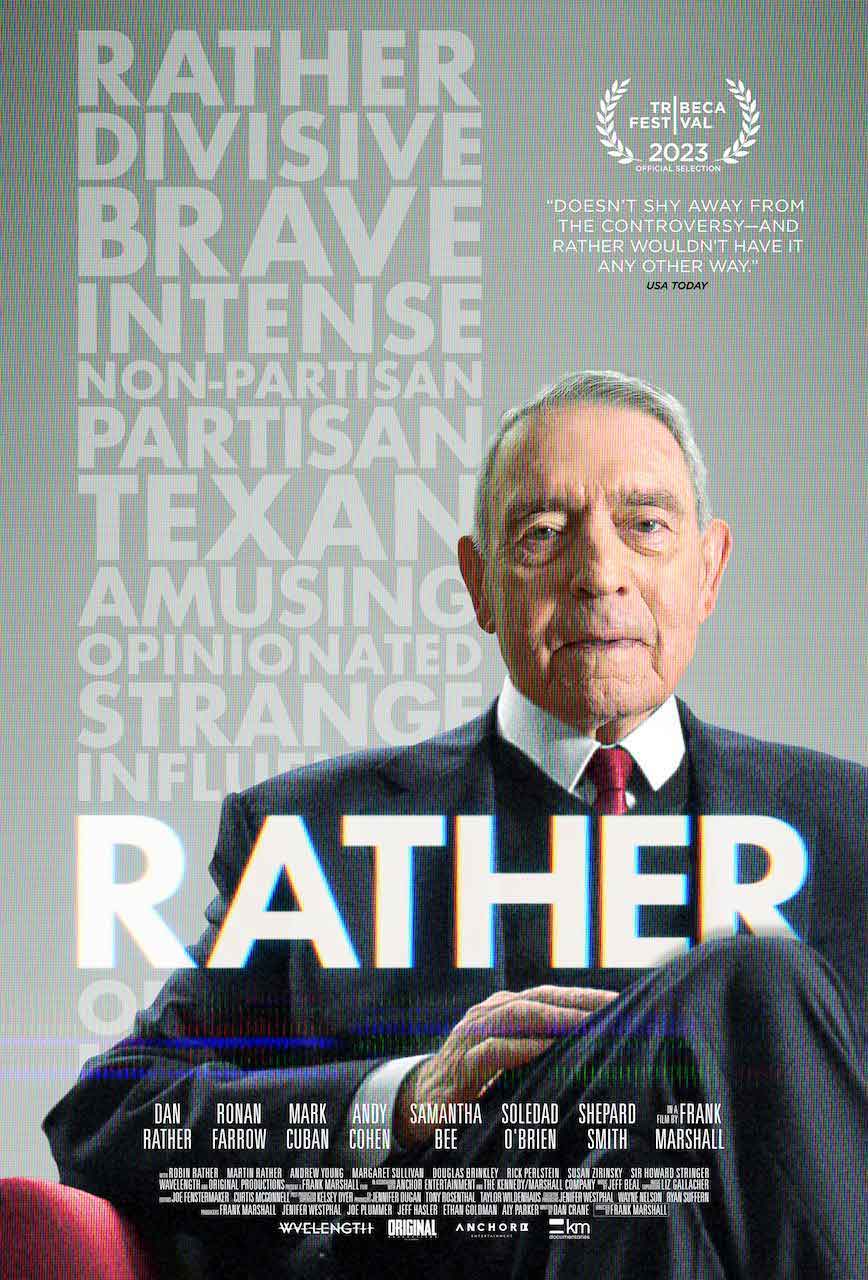 The poster for the new documentary "Rather" captures the many ways the American public has perceived the longtime top journalist. The movie does not avoid the controversial chapters of his career and includes his late-blooming success as a social media sage for a younger generation.