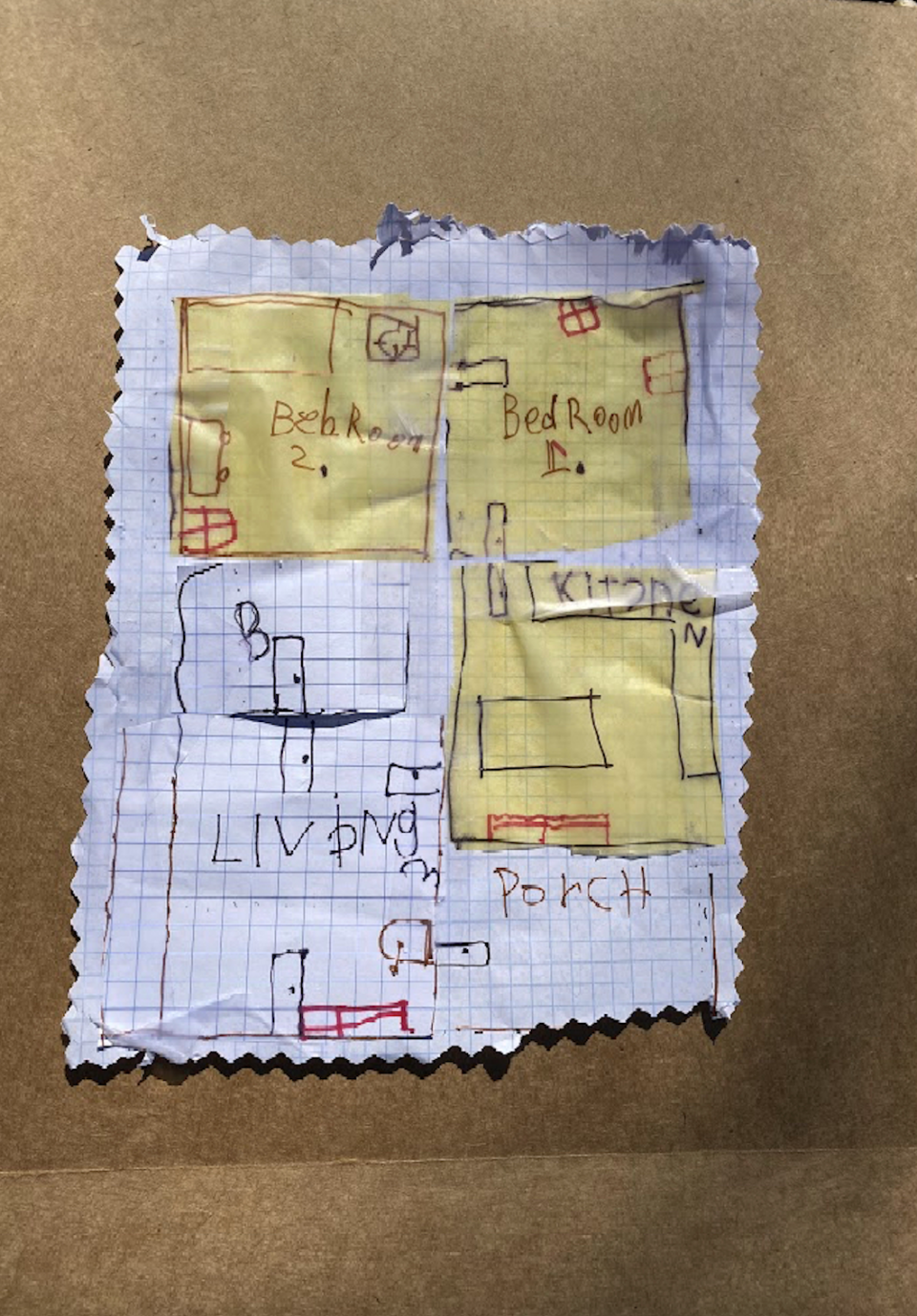 A blueprint drawing created by a Limestone Community School student in Lawrence, Kan., shows the plan for one of the homes the students hope to have built as early as April.