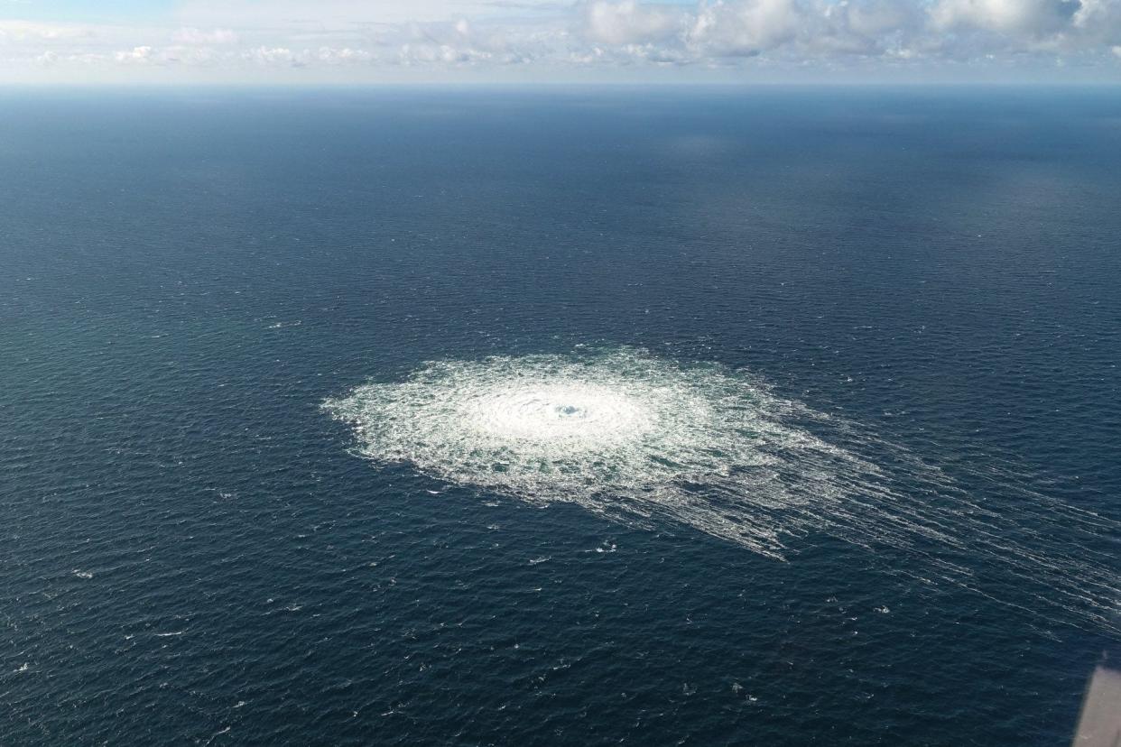 Danish military video of bubbles in Baltic Sea where Nord Stream pipeline leaked.