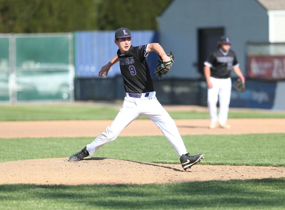 Litchfield's Ethan Saathoff pitches against Springfield High during a nonconference baseball game at Robin Roberts Stadium on Tuesday, April 30, 2024. The Senators won 6-1.