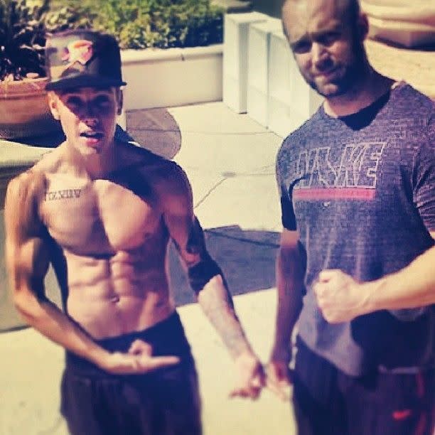 He also goes bare-chested with his trainer because, well, you know. (Photo: Instagram)