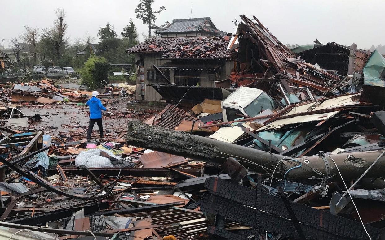 Damaged houses caused by Typhoon Hagibis are seen in Ichihara, Chiba  - AFP