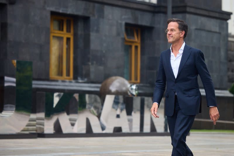 FILE PHOTO: Dutch Prime Minister Rutte arrives for a meeting with Ukraine's President Zelenskiy in Kyiv