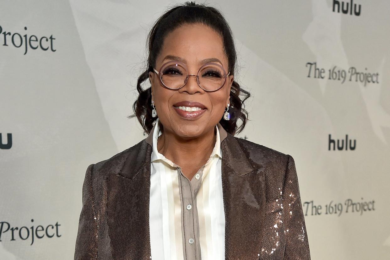 Oprah Winfrey attends the Los Angeles Red Carpet Premiere Event for Hulu's "The 1619 Project" at Academy Museum of Motion Pictures on January 26, 2023 in Los Angeles, California.