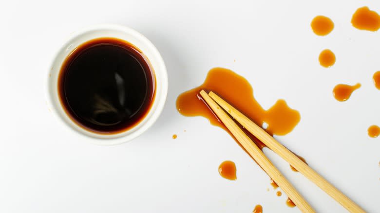 teriyaki sauce with chopsticks