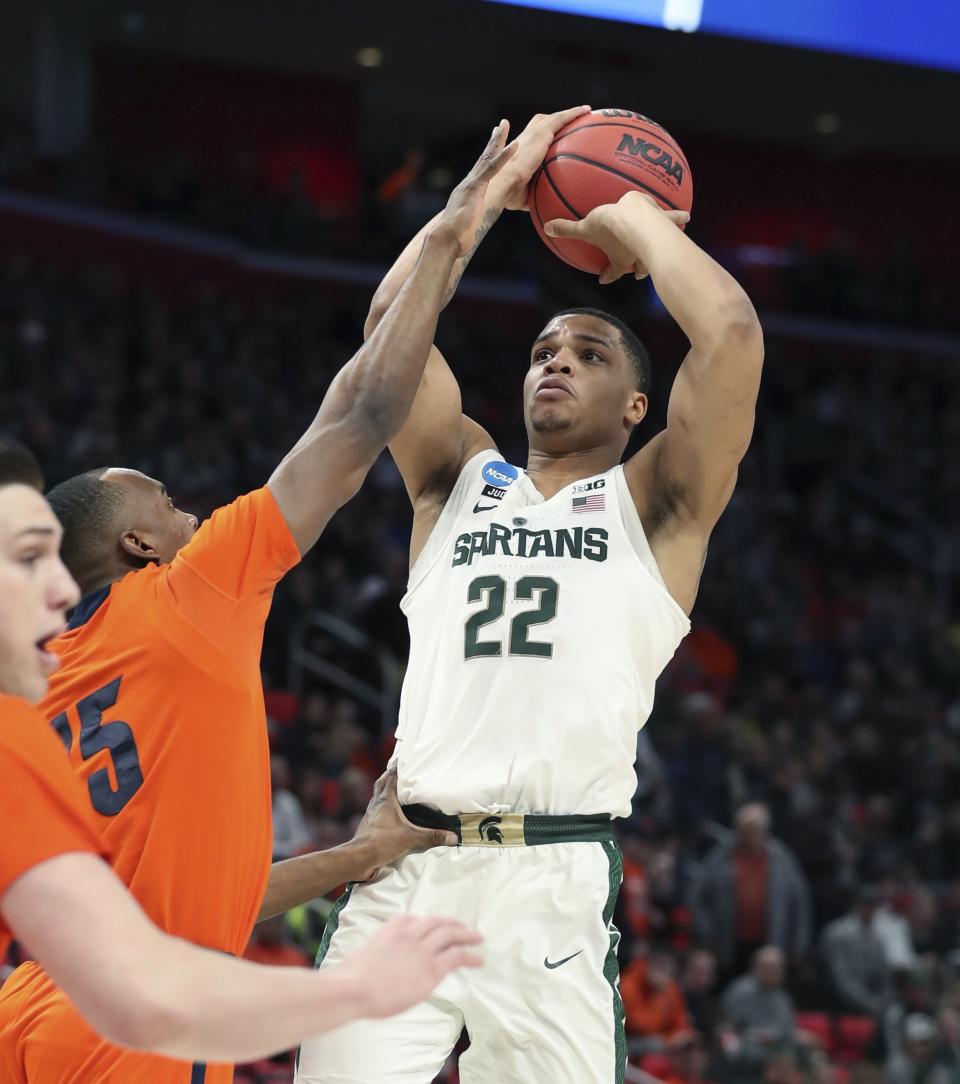 Michigan State forward Miles Bridges averaged over 17 points and seven rebounds as a sophomore. (AP)