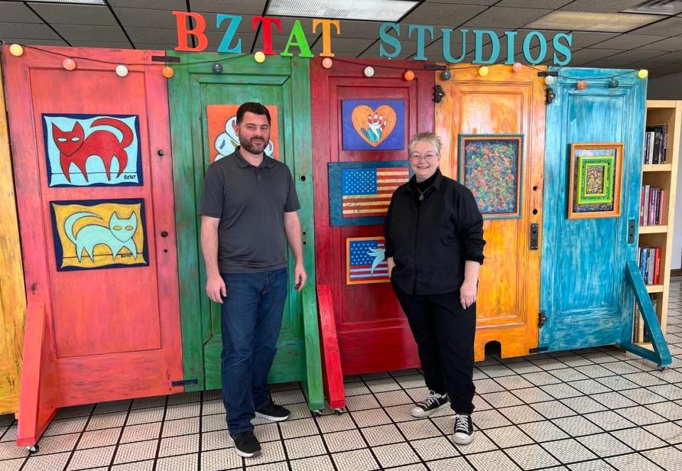 Neil Weakland and Vicki Boatright are shown at the new Canton Creator Space in downtown Canton. Boatright's BZTAT Studios and Weakland's The CUT Cinema are now based there.