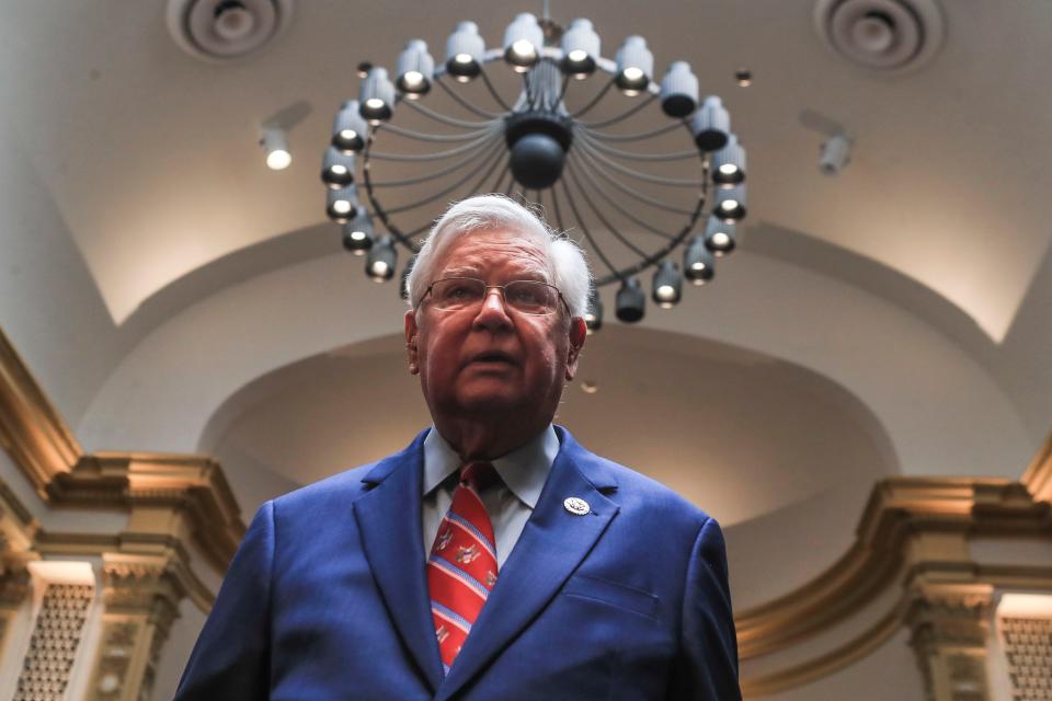 Congressman Hal Rogers walks into the Kentucky Senate chamber before a ceremony honoring him on Sept. 2, 2021. Rogers has served for 21 terms as the U.S. Representative for Kentucky's 5th Congressional District.