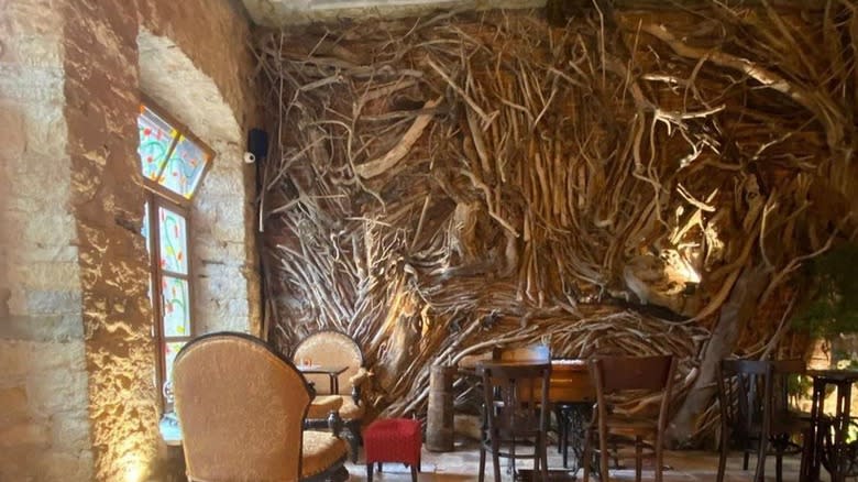 twisted driftwood cafe wall