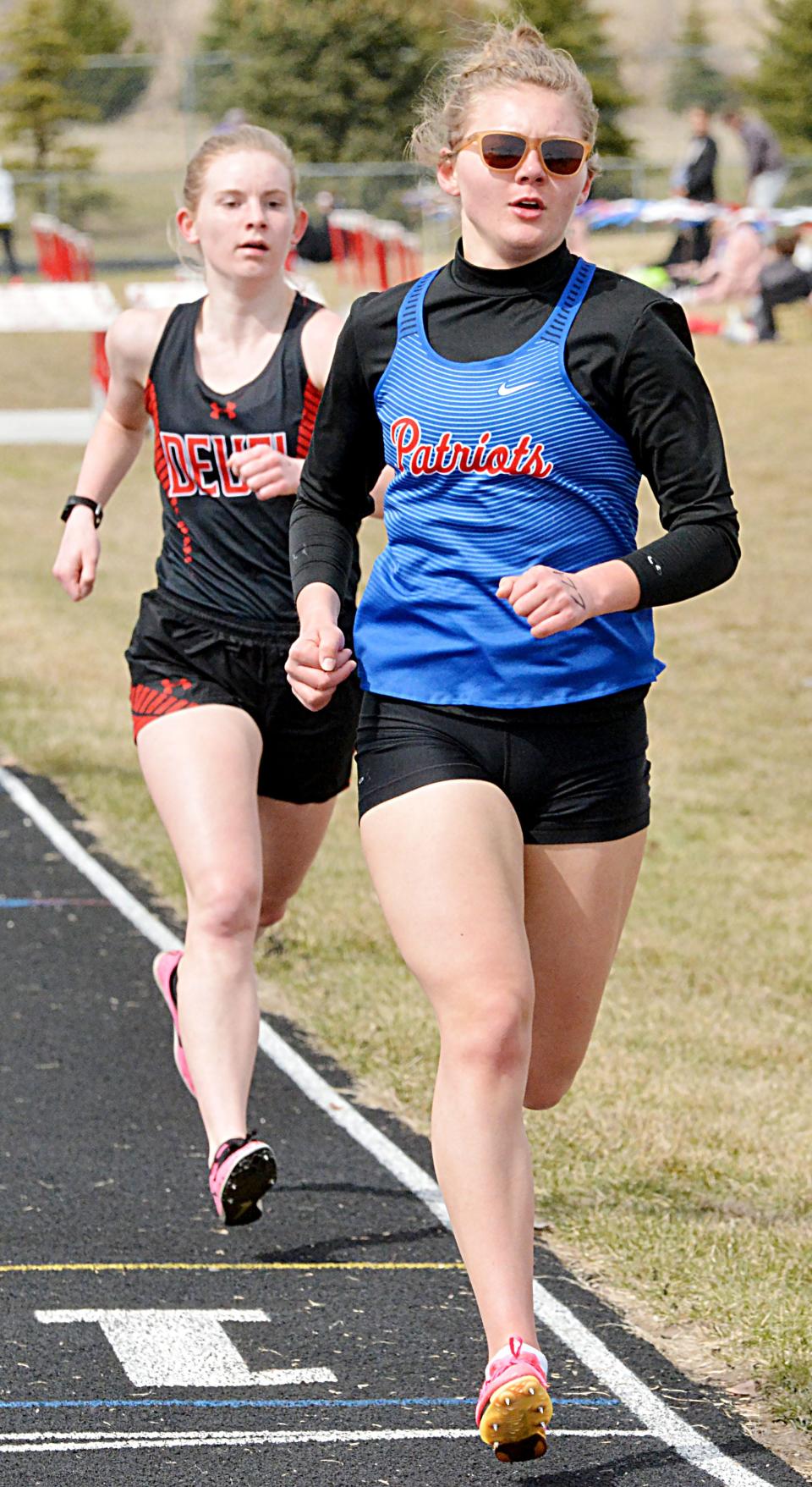 Avery Miles of Hitchcock-Tulare won the girls' 800-meter run on Thursday, May 18, 2023 during the Region 1B track and field meet at Britton.