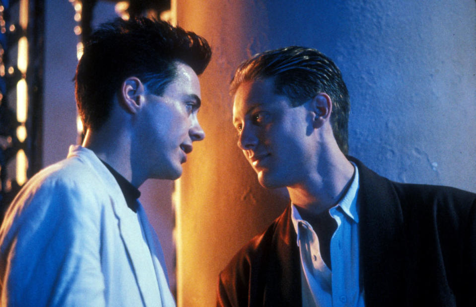 Robert Downey Jr. and James Spader in Less Than Zero (1987)