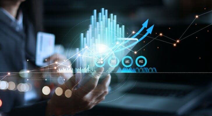 Company shares are analyzed on a digital chart