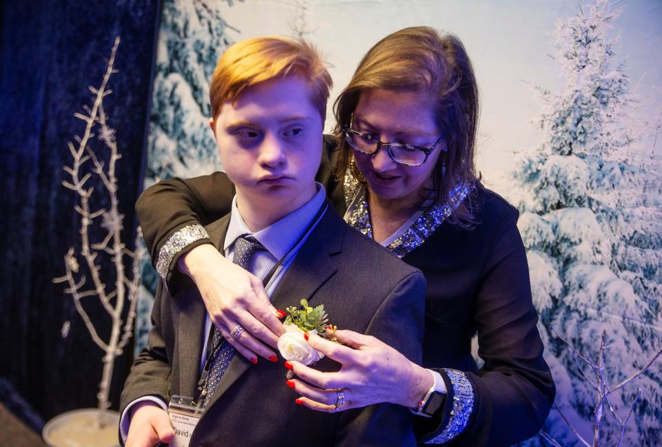 Special guest David Barozzie, 15, with his mother Jennifer Barozzie, at the "Night to Shine" gala for special-needs teens and adults at the Presbyterian Church of Toms River.
Toms River, NJ
Friday, February 9, 2024