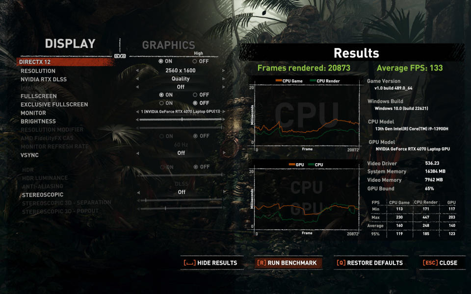 Legion Slim 7i (Gen 8) gaming benchmark results