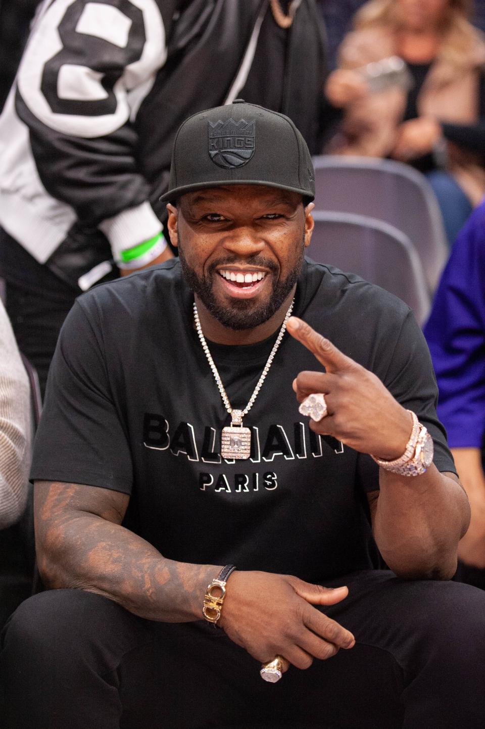 January 18, 2024: Rapper and actor 50 Cent smiles for a photo before the game between the Sacramento Kings and Indiana Pacers at Golden 1 Center.