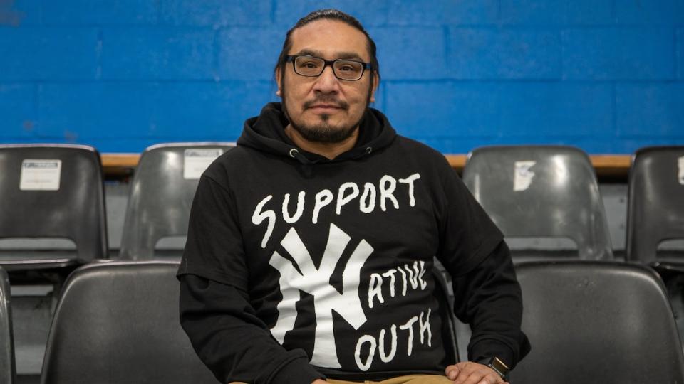 NDP MPP Sol Mamakwa is pictured at a hockey rink in Dryden, Ont., on Feb. 2nd, 2023. 