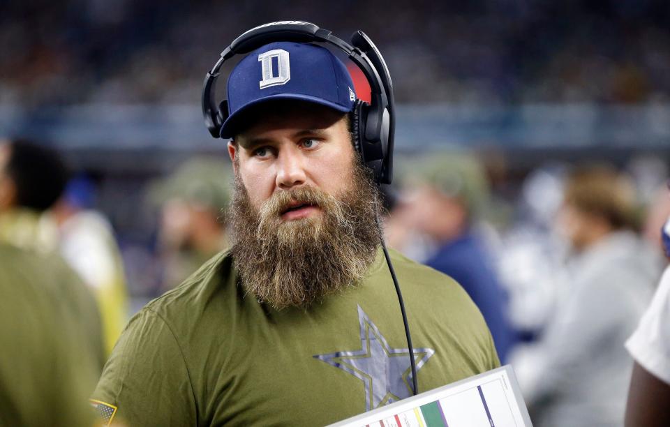 Dallas Cowboys center Travis Frederick missed the 2018 season as he dealt with a rare immune disorder, but is hopeful he'll be able to take part in training camp this year. (AP)