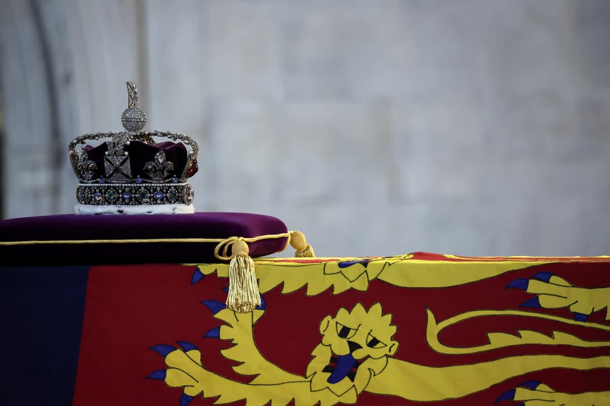 The coffin of the Queen in Westminster Hall (Alkis Konstantinidis/PA) (PA Wire)