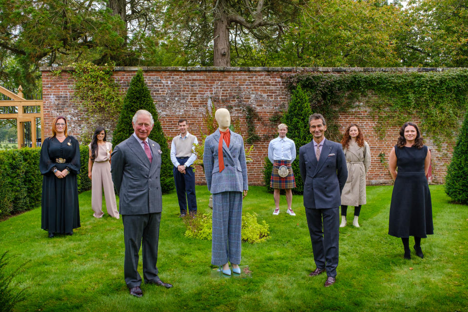 HRH The Prince of Wales and Federico Marchetti with six of the Modern Artisans at the final collection review at Dumfries House. - Credit: courtesy image