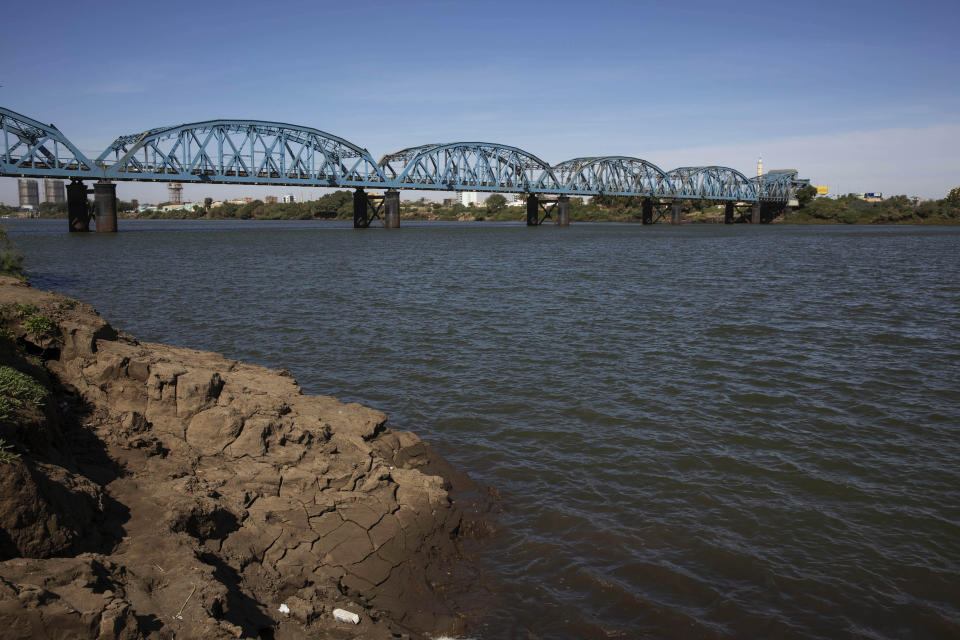 This Jan. 10, 2020 photo, shows, the Blue Nile bridge where more than 40 bodies of people slain by Sudanese security forces were thrown into the Nile River during last years' revolution, in the capital Khartoum, Sudan. Sudan's young protesters who led the uprising against former President Omar al-Bashir, are now caught in the limbo of the country's fragile interim period. They say they've lost trust in the generals leading the country after a brutal crackdown on their sit-in last summer by security forces that killed dozens. (AP Photo/Nariman El-Mofty)