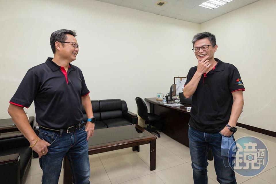 科嶠工業副總兼發言人葉步章（右）當年與吳明致（左）一起創立科嶠，2人有革命情感。