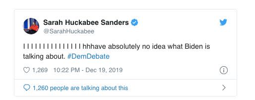 The since-deleted tweet by Sarah Huckabee Sanders. (Photo: Screen Shot/Twitter/Sarah Huckabee Sanders)