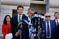 Former deputy executive director of the Port Authority of New York and New Jersey, Bill Baroni (2nd L), listens as his lawyer speaks following his sentencing in the Bridgegate trial at the Federal Courthouse in Newark, U.S., March 29, 2017. REUTERS/Lucas Jackson