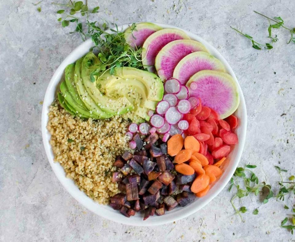 <p>Colette Heimowitz</p><p>A colorful meal bursting with nutrients, and better yet, flavor.</p><p><strong>Get the recipe: <a href="https://parade.com/620509/parade/thai-peanut-buddha-bowl/" rel="nofollow noopener" target="_blank" data-ylk="slk:Thai Peanut Buddha Bowl;elm:context_link;itc:0;sec:content-canvas" class="link ">Thai Peanut Buddha Bowl</a></strong></p>